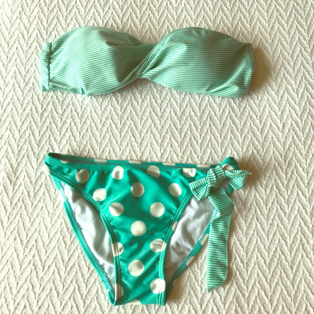 Mint Green Strapless Bikini Set